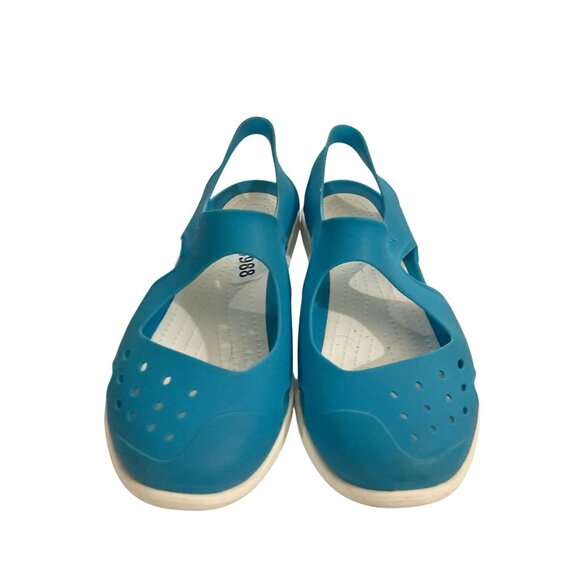 Crocs Womens Size 6 Slip-On Blue Perforated flat comfort Sandals shoes - Picture 2 of 8